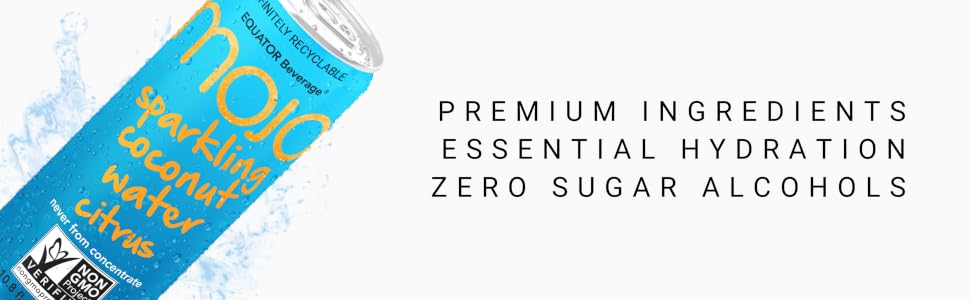 1023mg Electrolytes MOJO Coconut Citrus Drink Vitamins B &amp; C Enhanced Beverage