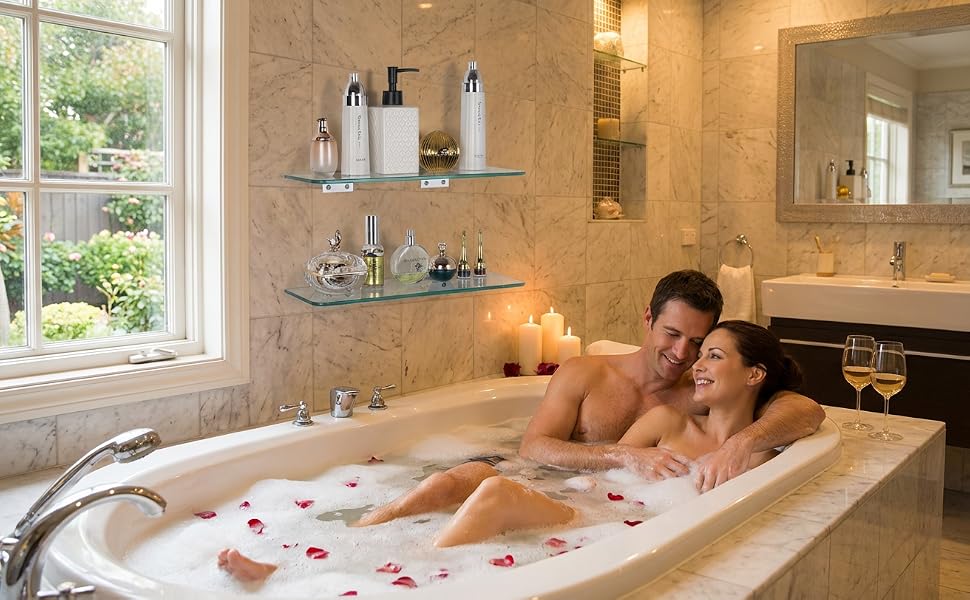 Glass shelf for bathroom