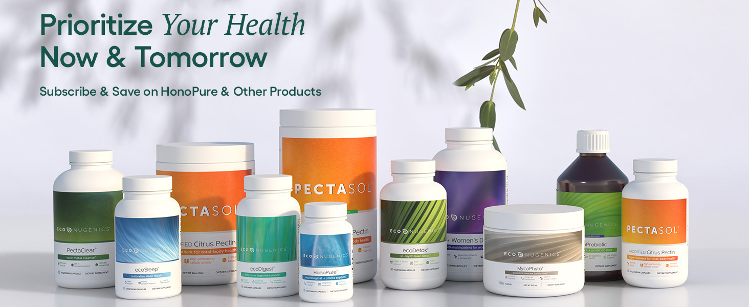 Collection of Econugenics health supplement bottles