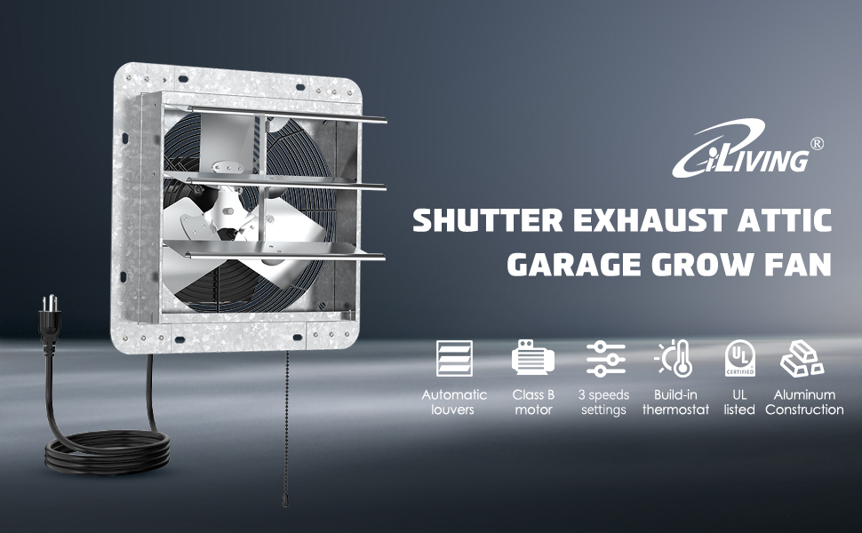 iLiving Shutter Exhaust Attic Garage Grow Fan Automatic Louvers