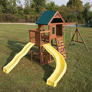 Castlebrook, WS 8355, swing set for kids, swing set with slides, wooden swing set, wooden play set