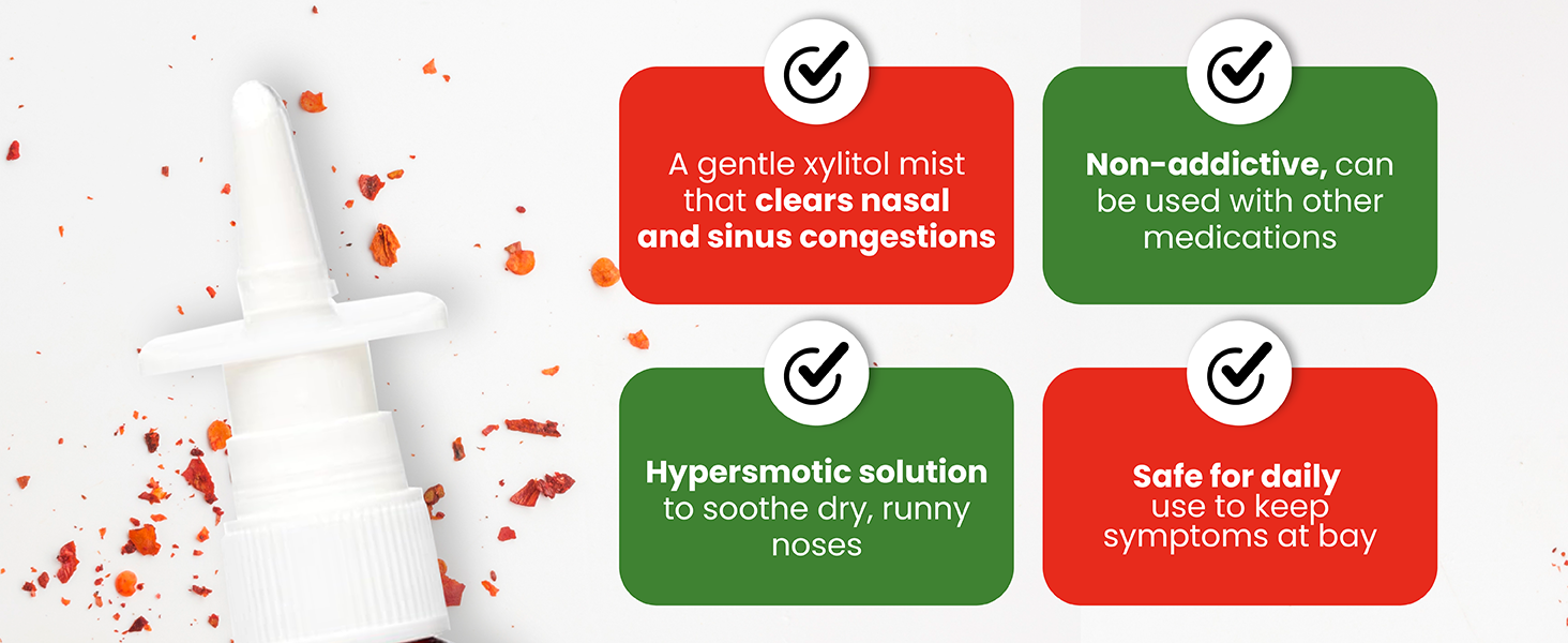 nasal spray saline xylitol allergy relief congestion natural sinus sinusitis decongestant
