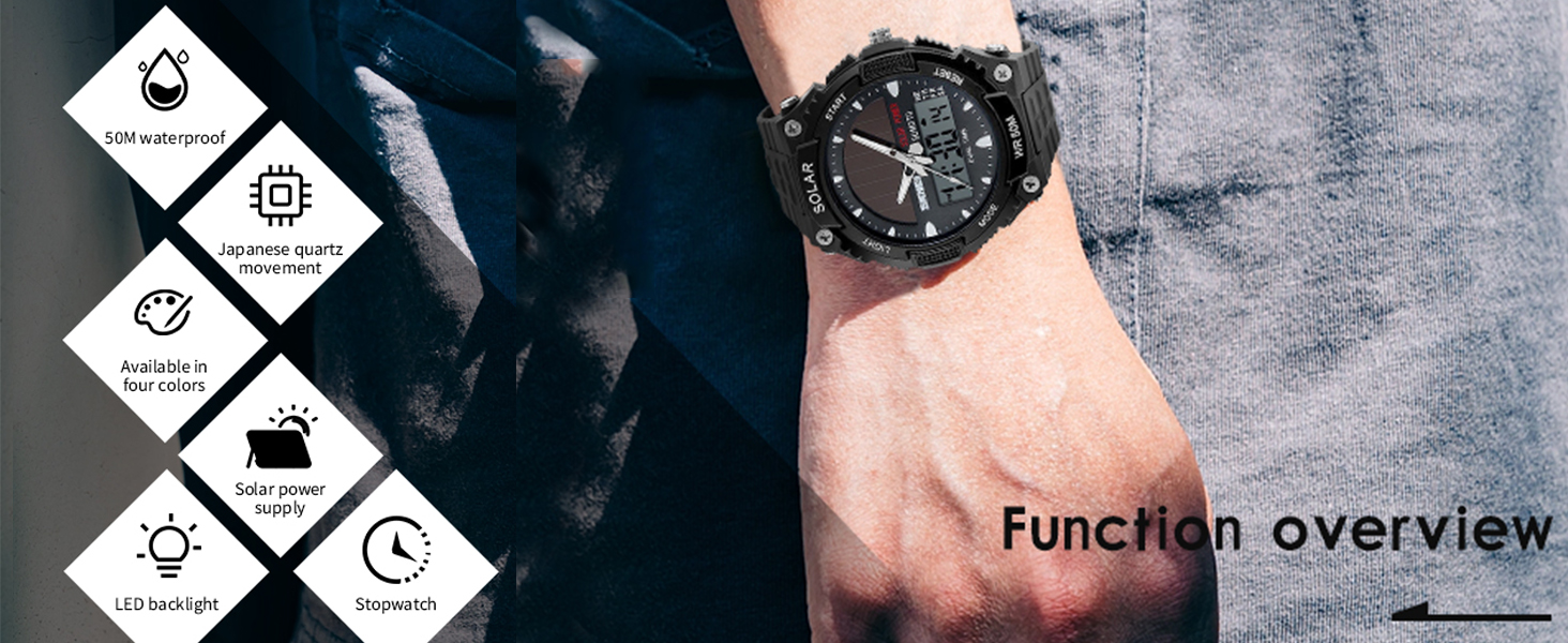 Men's Solar Powered Casual Quartz Wrist Watch