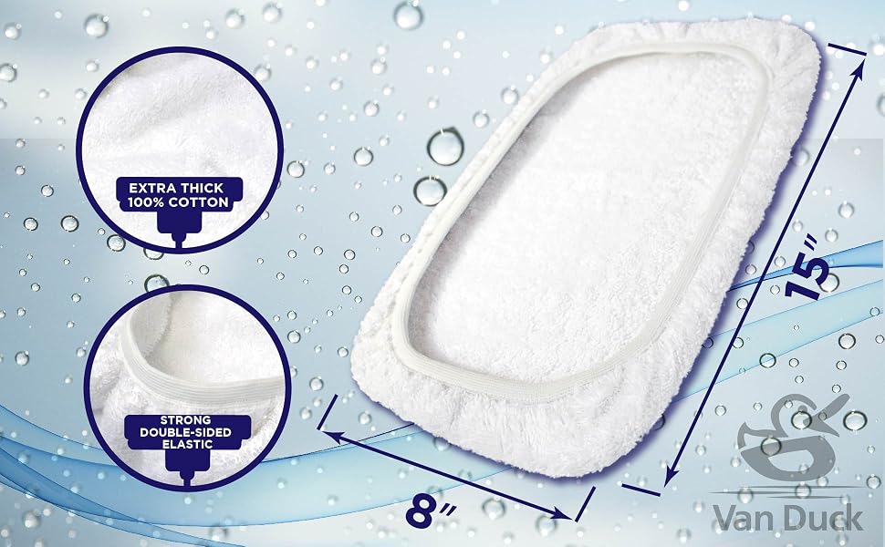 VanDuck 100% Cotton terry cloth 15x8 mop pads
