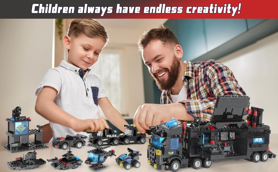 lego city police station command center truck cop car toy building sets vehicle helicopter boat kit