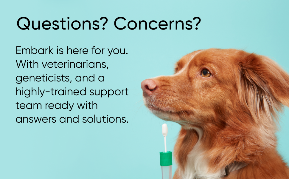 Embark is here. With vets, geneticists, and a highly-trained support team to answer your questions.