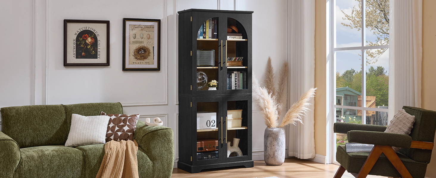 Glass-door bookcase in the living room