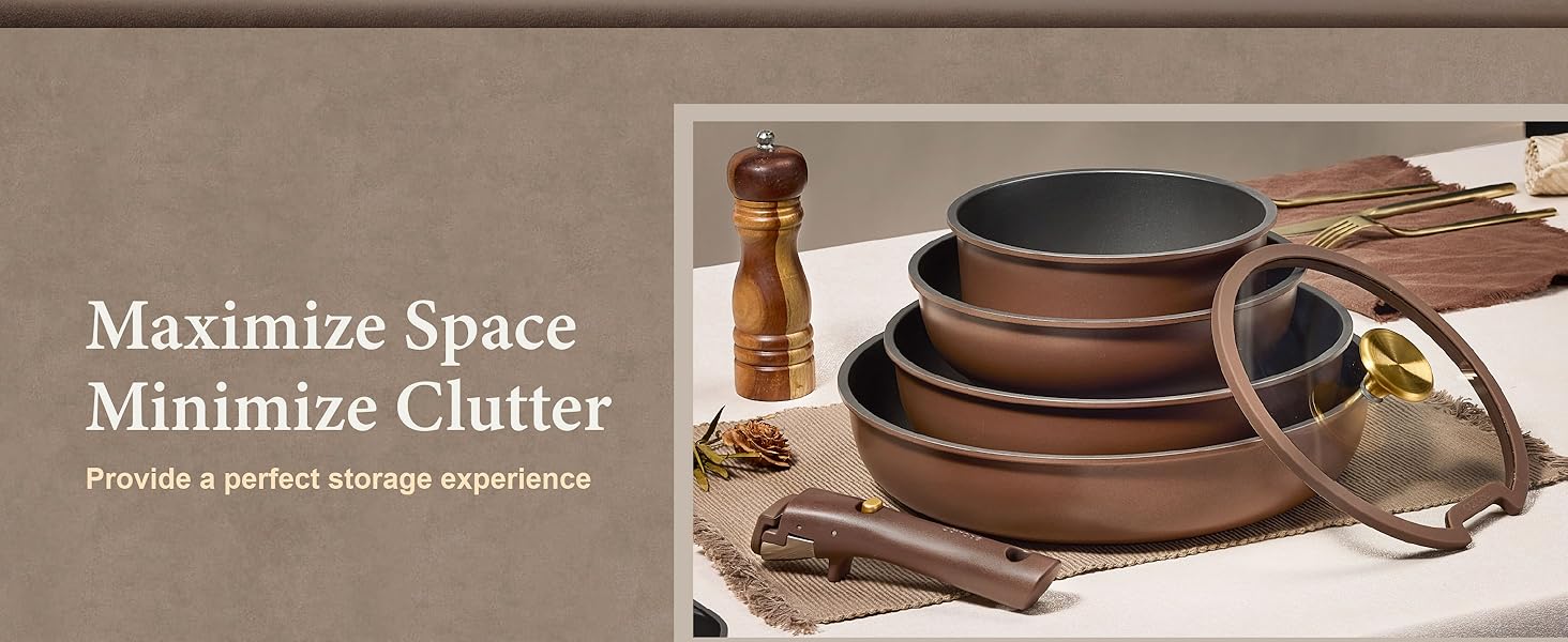 Nonstick Cookware Set Detachable Handle