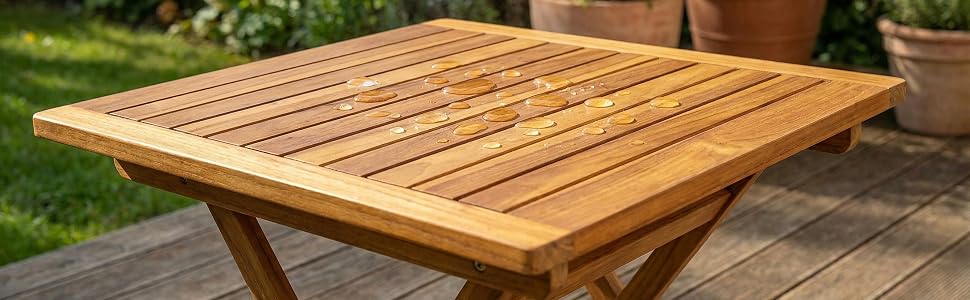 Water Drops on Teak Wood