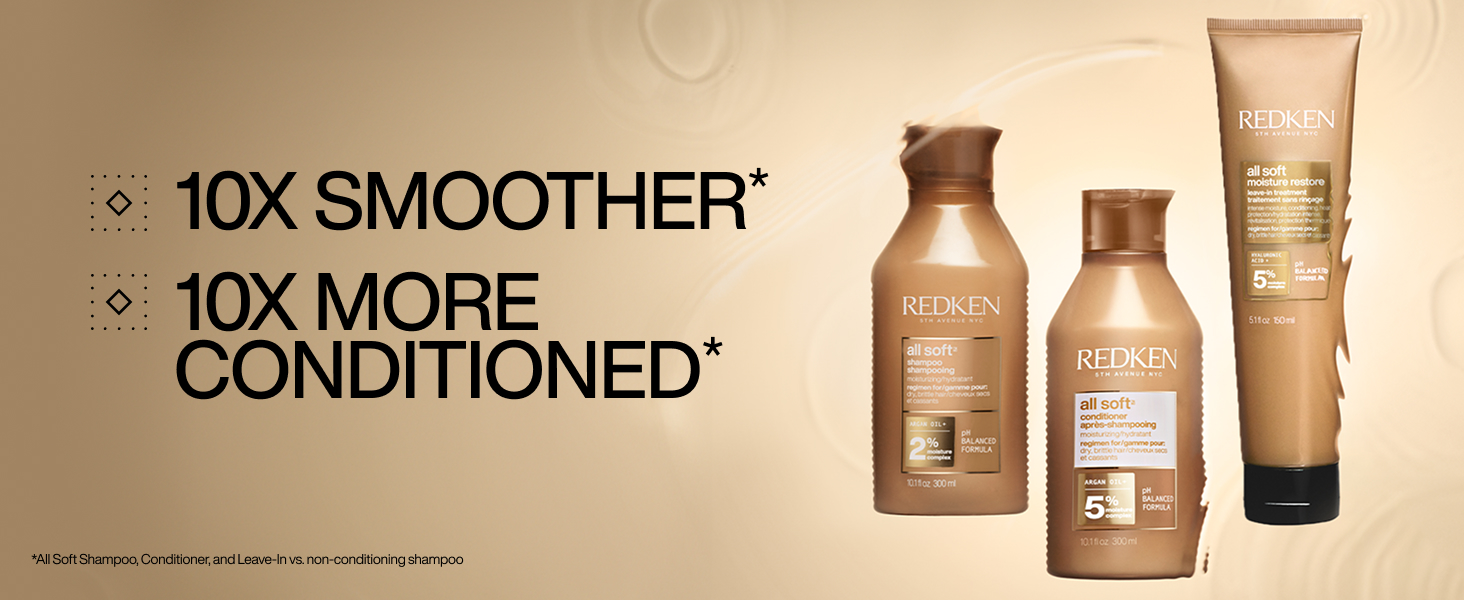 redken all soft range, moisturizing shampoo, conditioner, mask, argan oil treatment