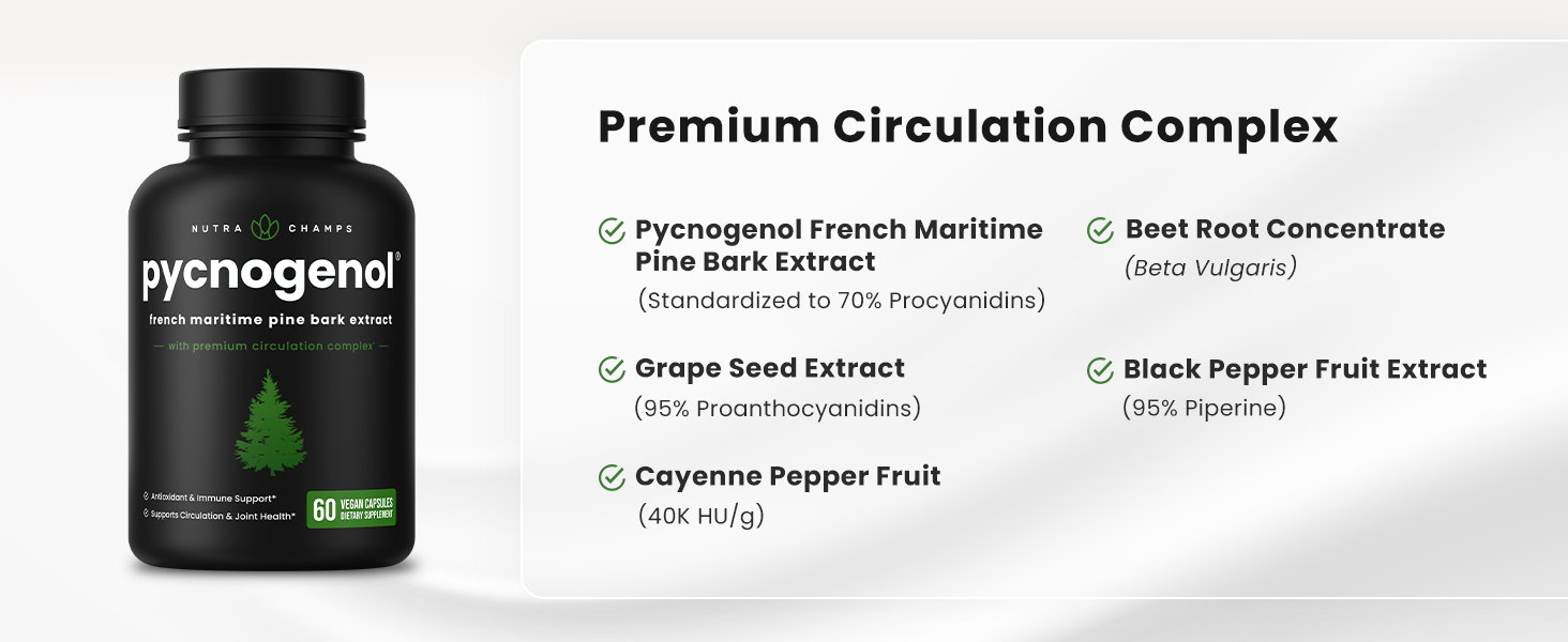 Pycnogenol French Maritime Pine Bark Extract Standardized to 70% Procyanidins