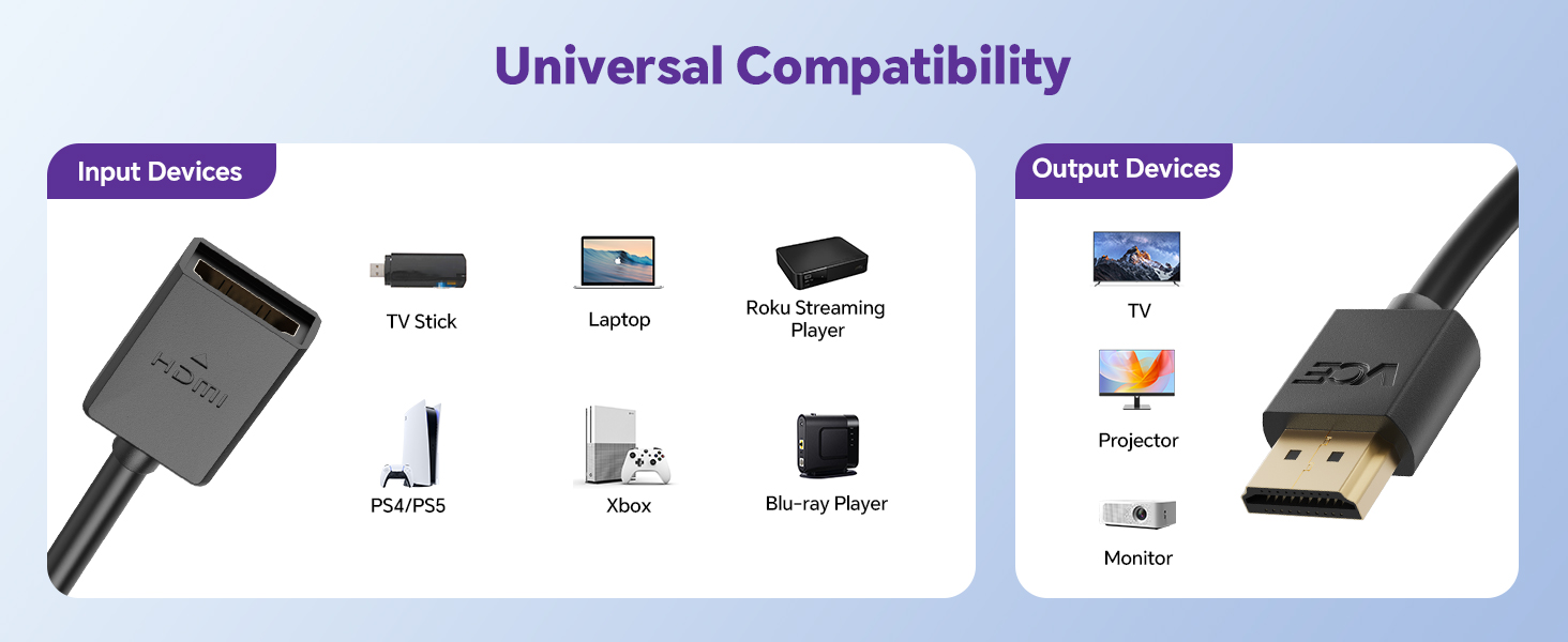HDMI 2.0 male-to-female cable