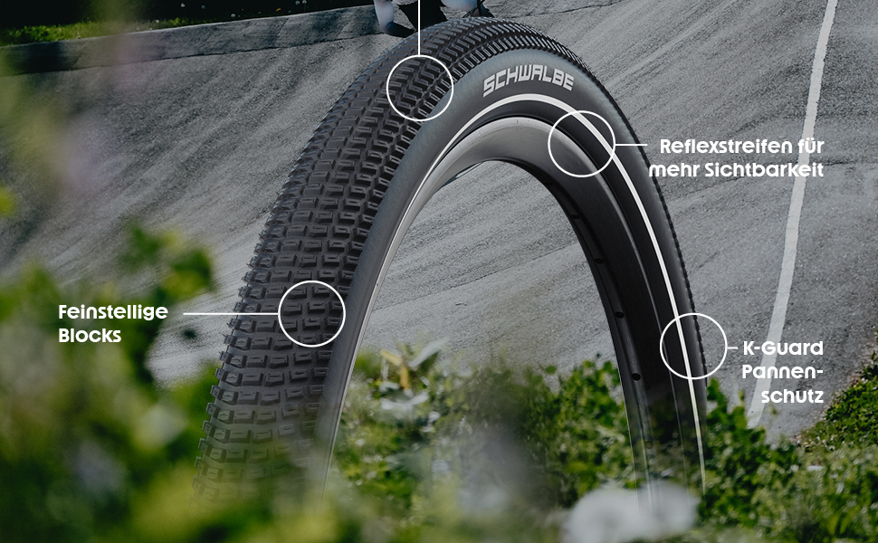 Close-up shots of bicycle tires on grass or outdoor terrain, showing tread patterns and wheel details in natural lighting.