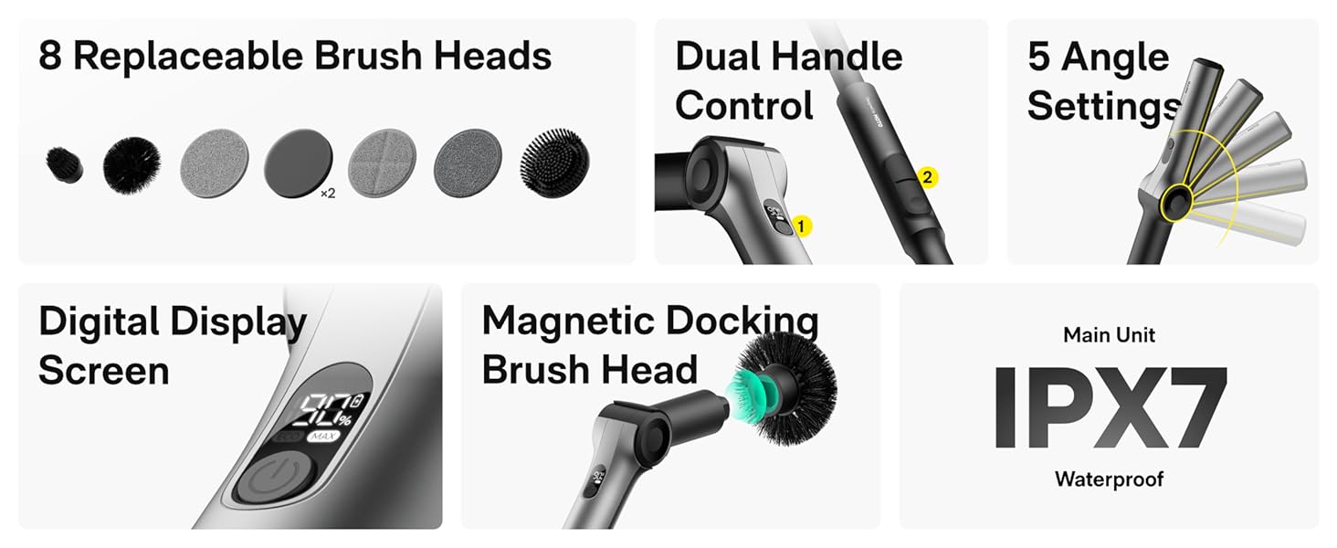 8 replaceable brush heads