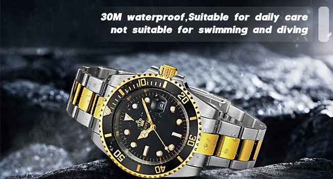 Mens Luxury Watches Rotatable Bezel Sapphire Glass Luminous Quartz Silver Gold Two Tone Watch