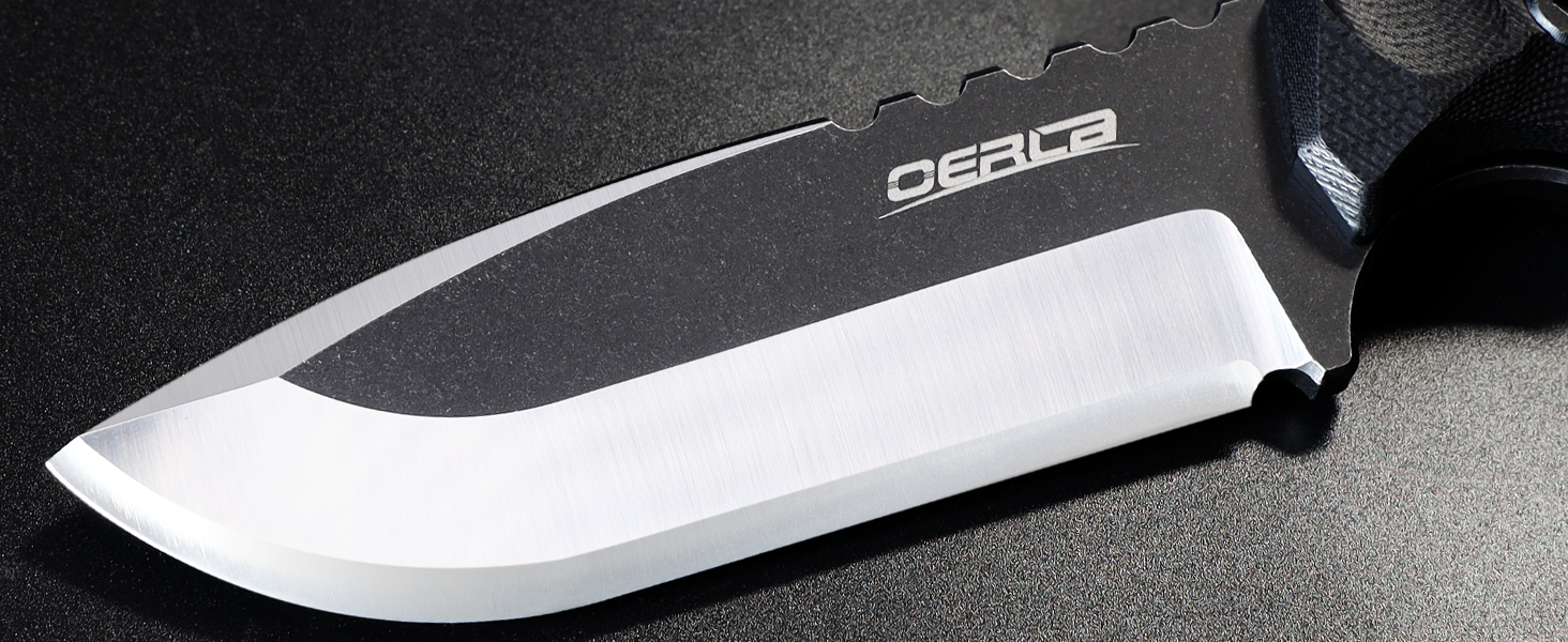 420HC Full Tang Steel Blade With Black Stonewashed Surface