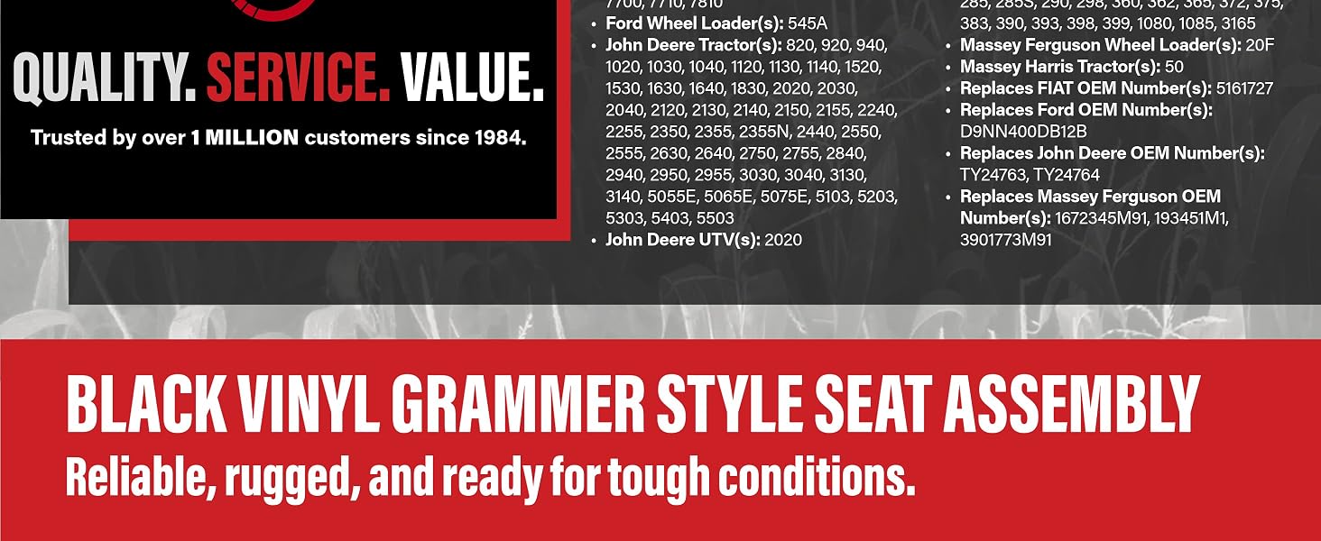 Black Vinyl Grammer Style Seat Assembly