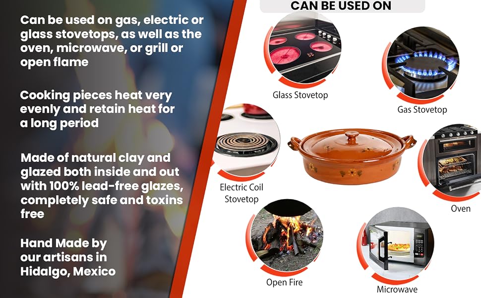 Flat Clay Cazuela can be used on