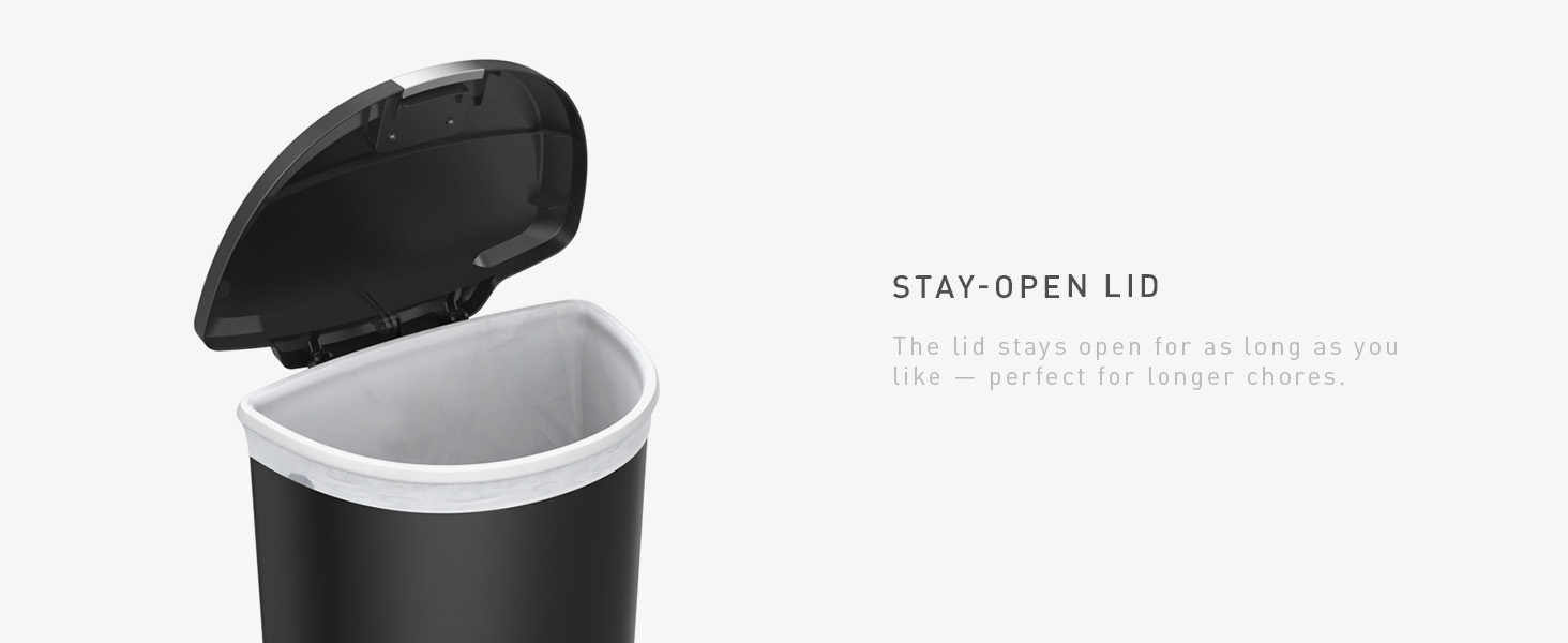 Stay-Open Lid | The lid stays open for as long as you like - perfect for longer chores