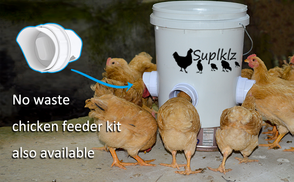 chicken feeder port no waste kit for diy poultry feeder