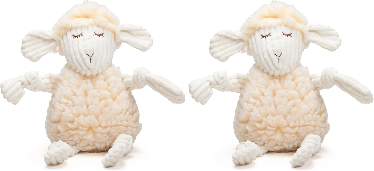 HuggleHounds Knottie Plush Dog Toy - Dog Stuffed Animal Toy, Squeaky Puppy Toys, for Small, Medium & Large Dogs, Durable Plush to Keep Them Busy - Dottie Cow, Large