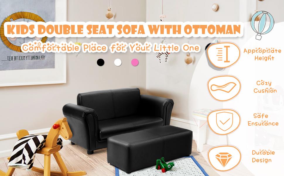 kids sofa double seat with ottoman