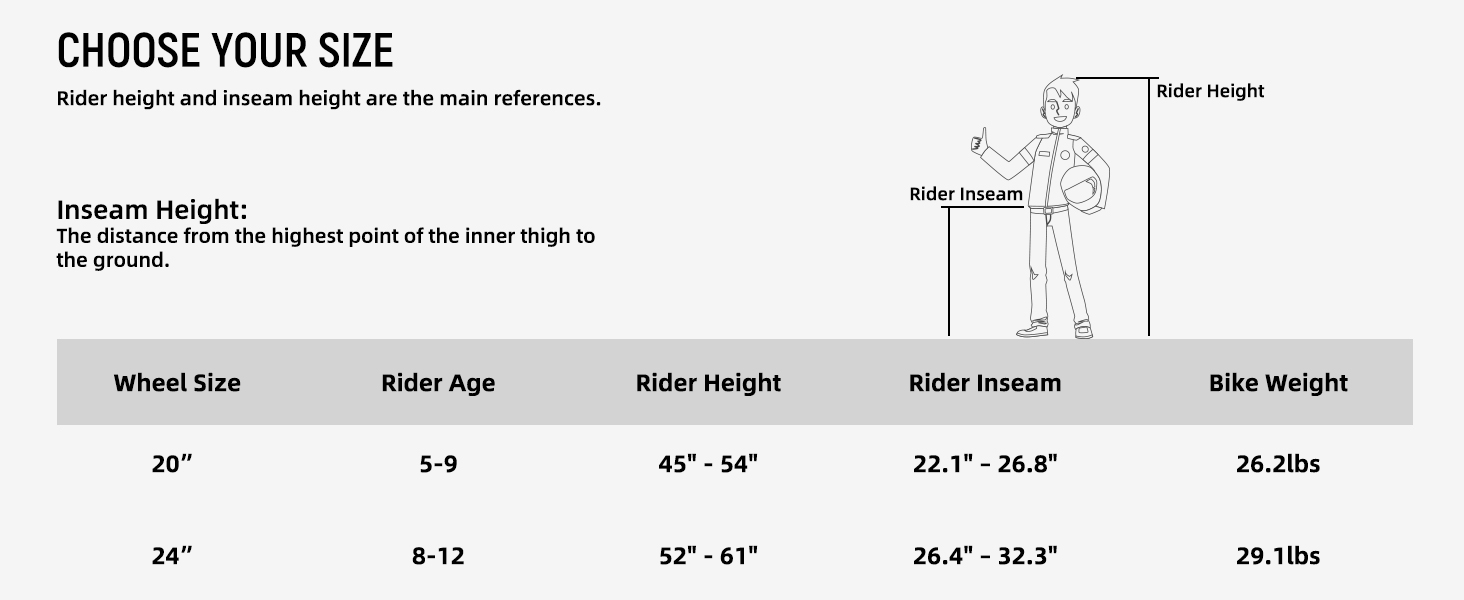 20INCH BIKE SIZE CHART