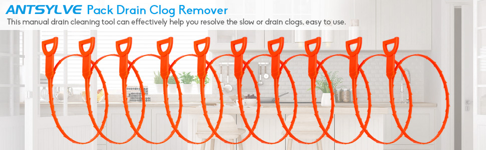 10pcs Red Drain Cleaner Spiral