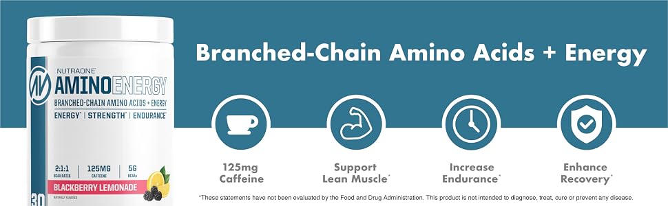 Branch Chain Amino Acid Energy 125mg Caffeine Supports Lean Muscle Boost Endurance Enhance Recovery