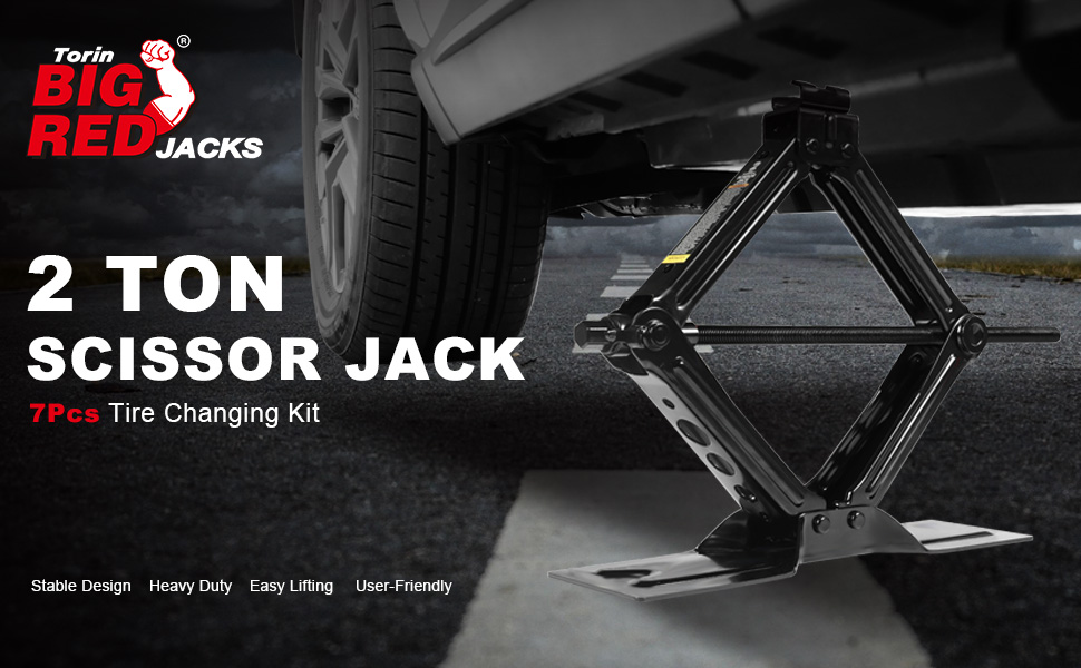 BIG RED Universal Car Scissor Jack Kit for Car 2 Ton (4409 lbs)