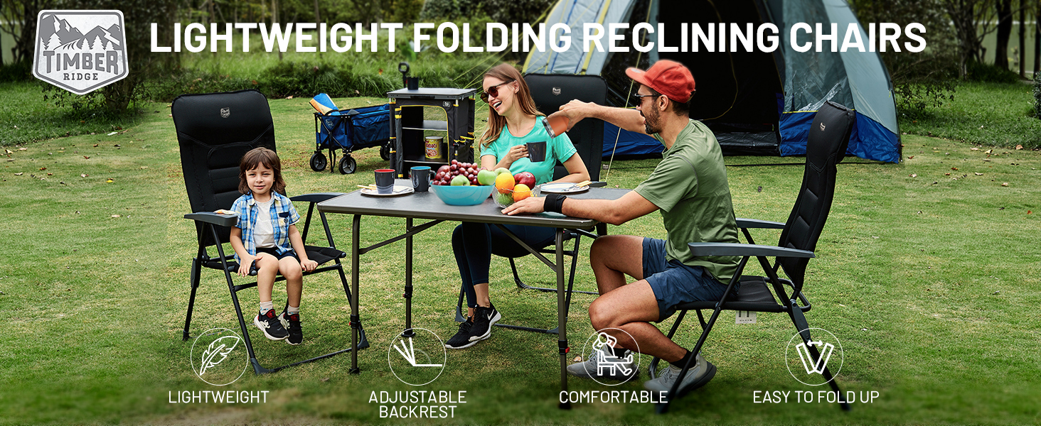 TIMBER RIDGE Lightweight Folding Reclining Chair