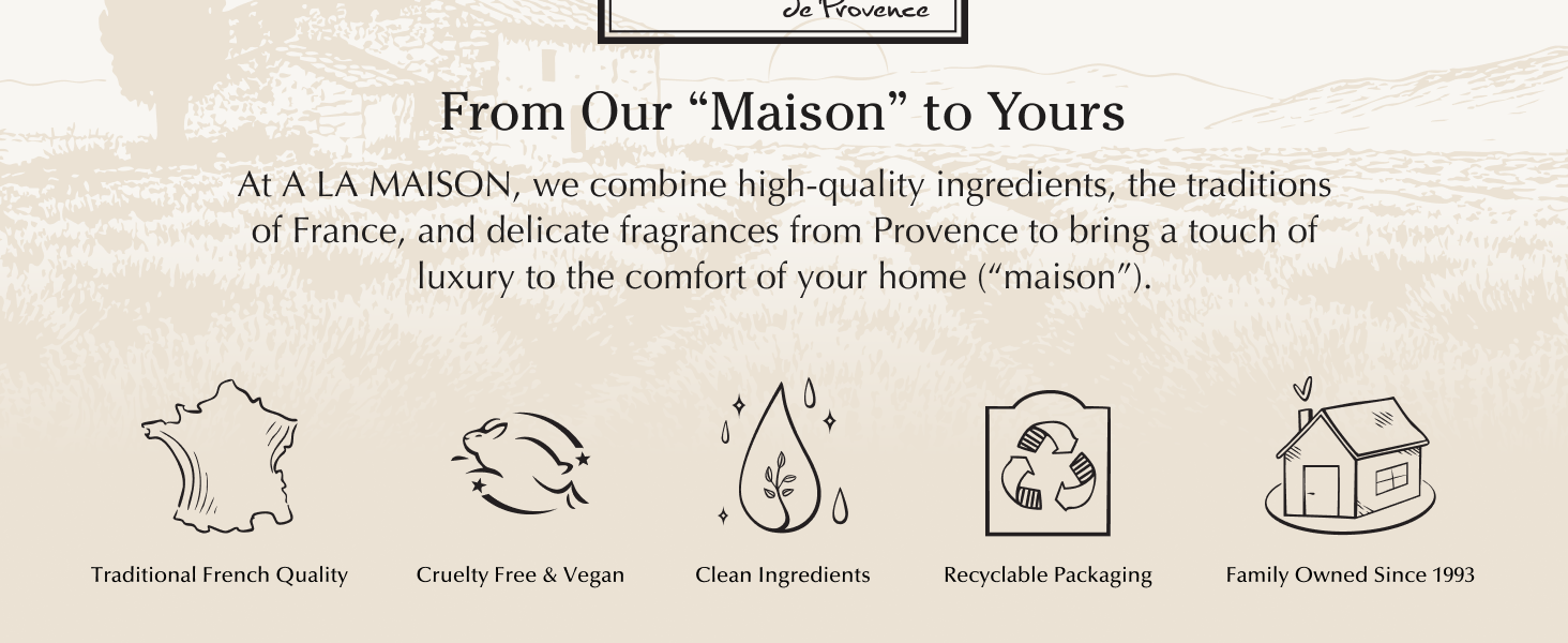 A La Maison Bar Soap French Triple Milled Traditional Marseille gentle long last refined scent