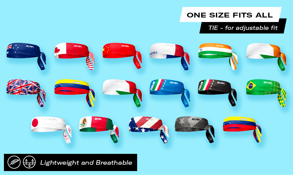 Suddora Country Flag Tie Headband with National Flag Breathable Sweatband for National Sports Events
