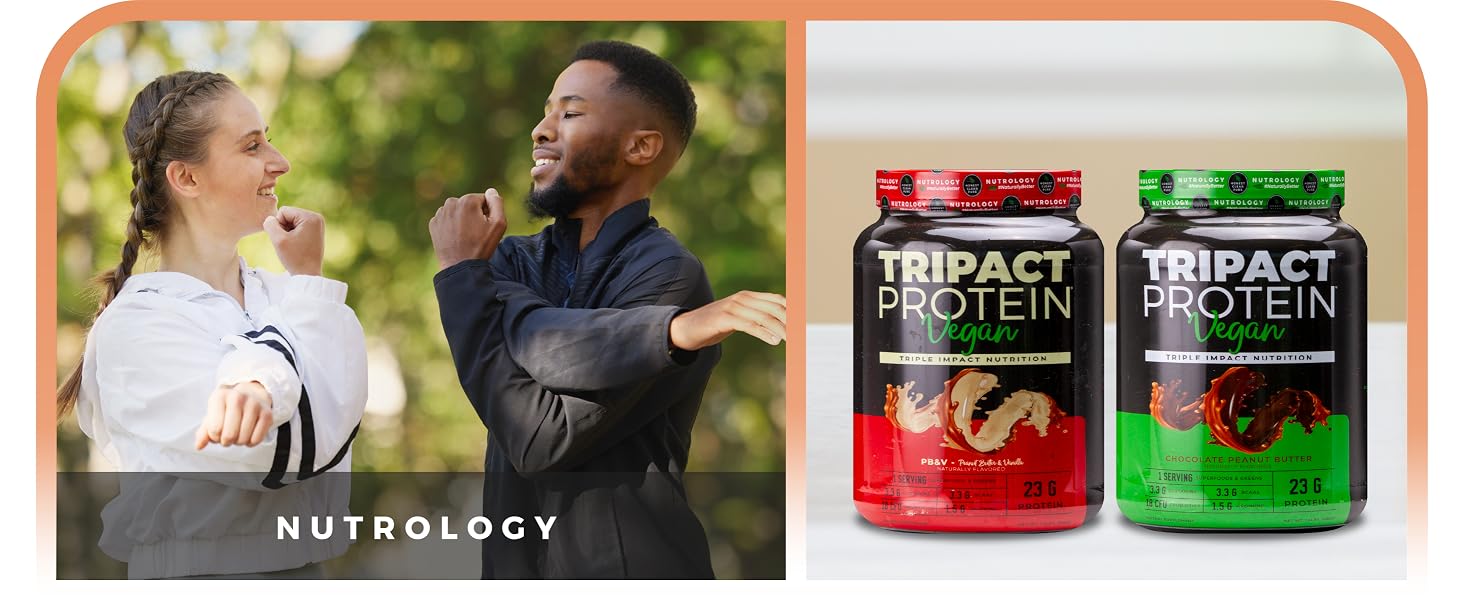 Nutrology TRIPACT Protein Powder Grass Fed Whey Protein Powder and TRIPACT Vegan Protein Powder