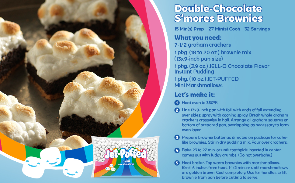 JetPuffed Double Chocolate S&amp;#39;mores Brownies recipe.