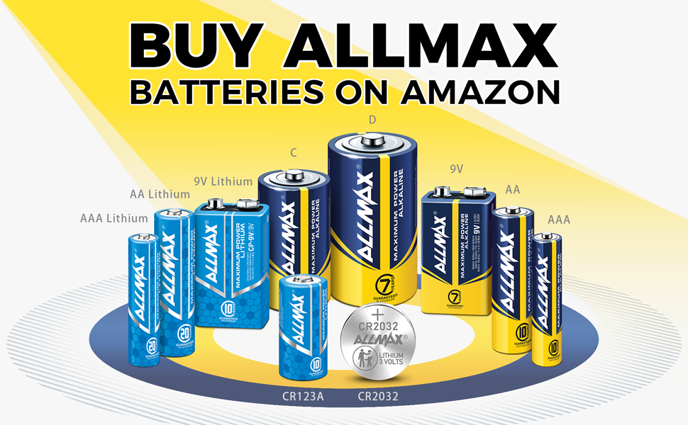Buy Allmax Batteries of C, D, 9V, AA, AAA, CR123A, CR2032, AA Lithium, AAA Lithium, 9V Lithium