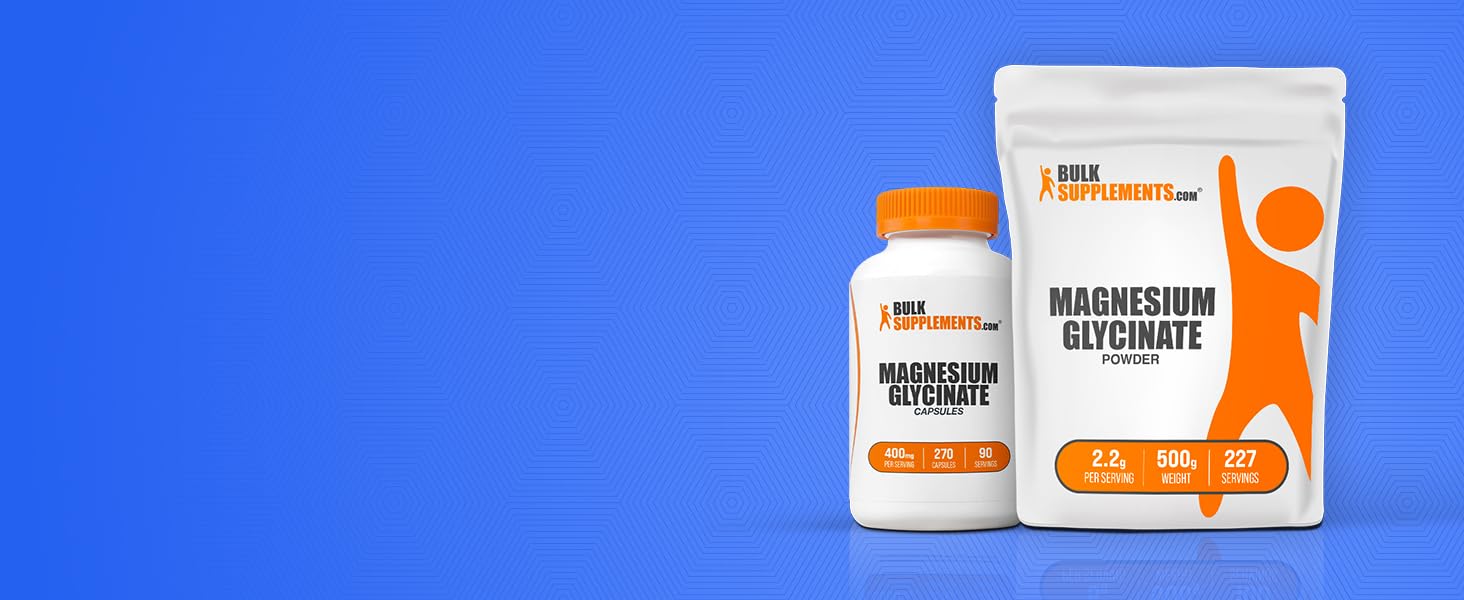BulkSupplements Magnesium Glycinate Powder Bag and Bottle