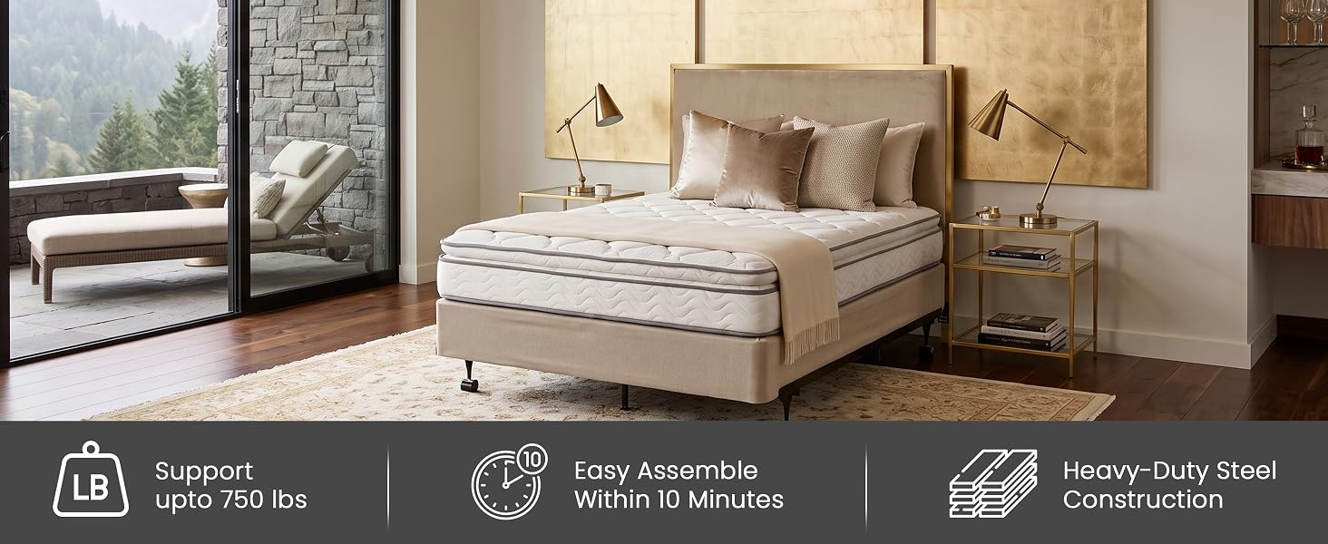 7-Leg Heavy Duty Metal Bed Frame