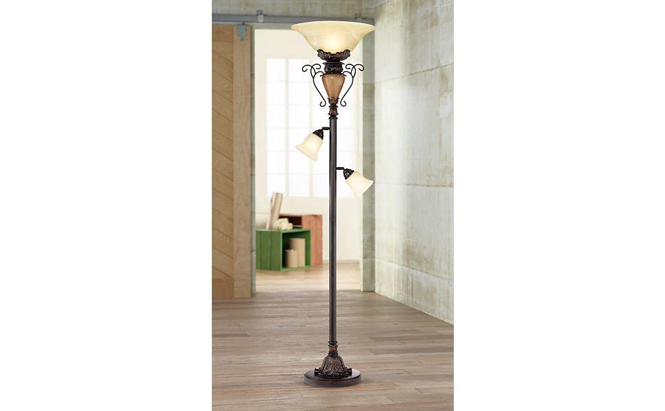 Regency Hill Ludo 72" High Bronze Crackle Tree Torchiere Floor Lamp