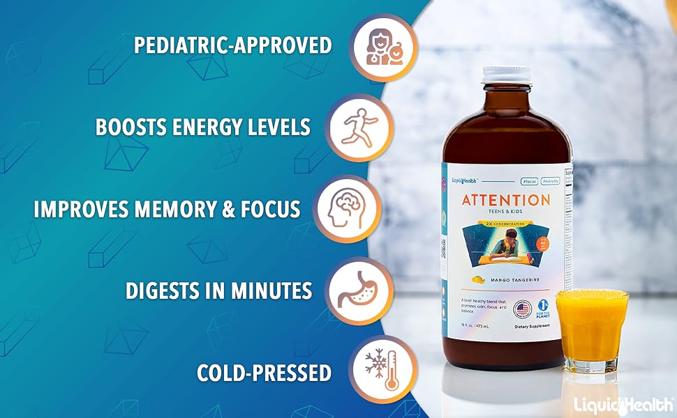 liquidhealth, liquid vitamins, children's vitamin, multivitamin, kids attention &amp; focus