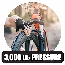 biker checking tire pressure