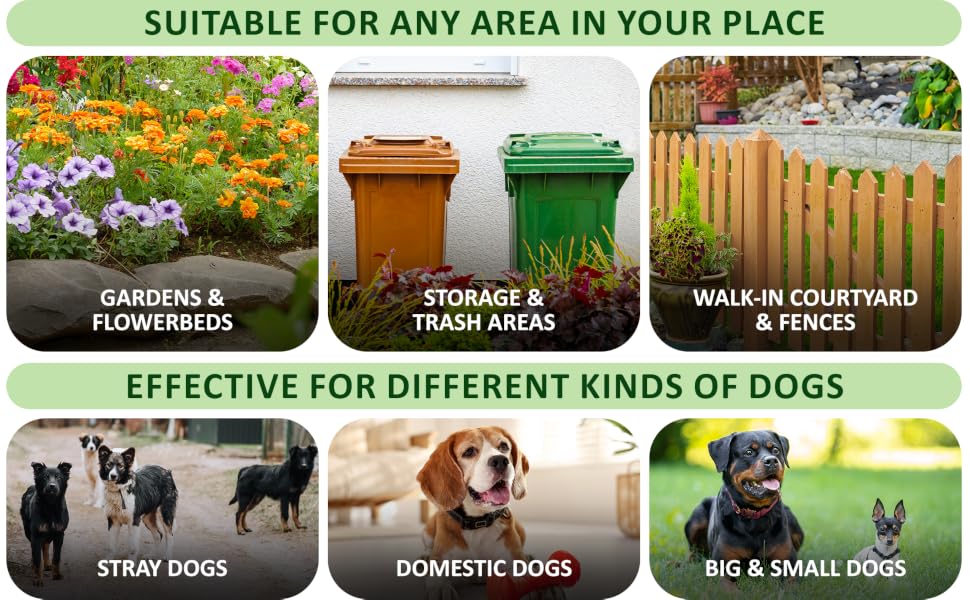 Dog MACE granules prevent dog digging, peeing, and defecating in outdoor areas, 1,400 sq. ft