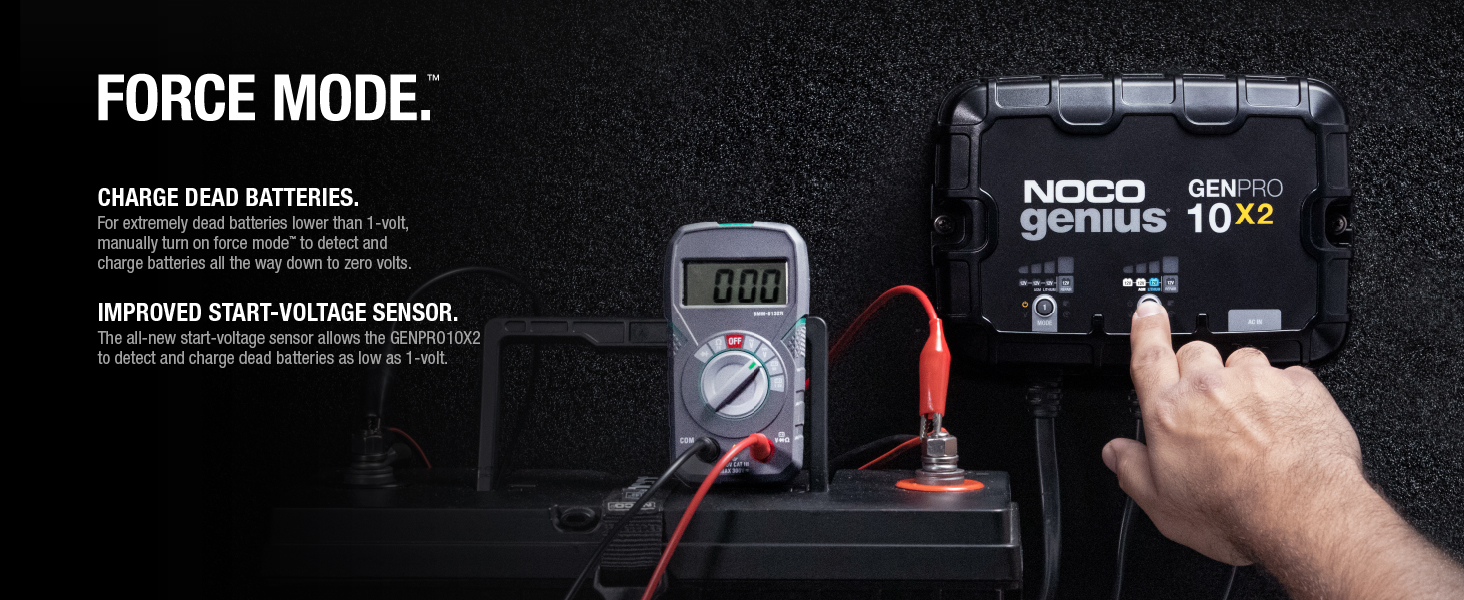 NOCO Genius GENPRO10X2, 2-Bank, 20A, Smart Marine Charger, 12V Onboard Battery Charger, Maintainer