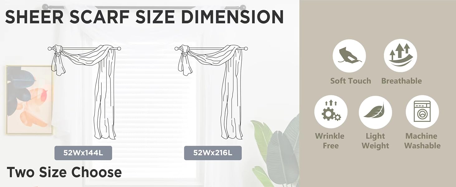 Semi Sheer Curtains,2 Panels sheer scarf,sheer scarf for windowslight pink sheer scarf curtains