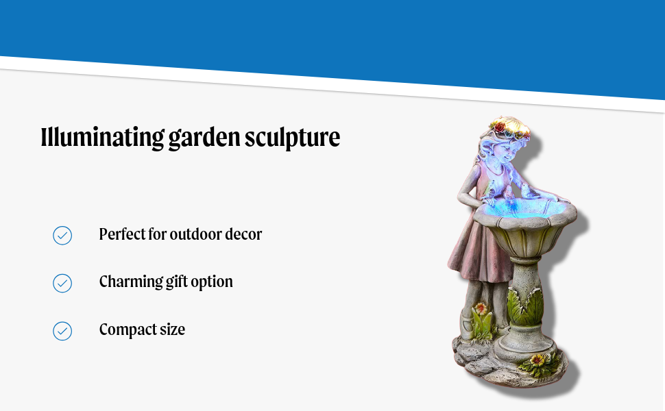 Solar Lighted Girl and Bird Bath Sculpture - Outdoor Garden Accent - Image 2