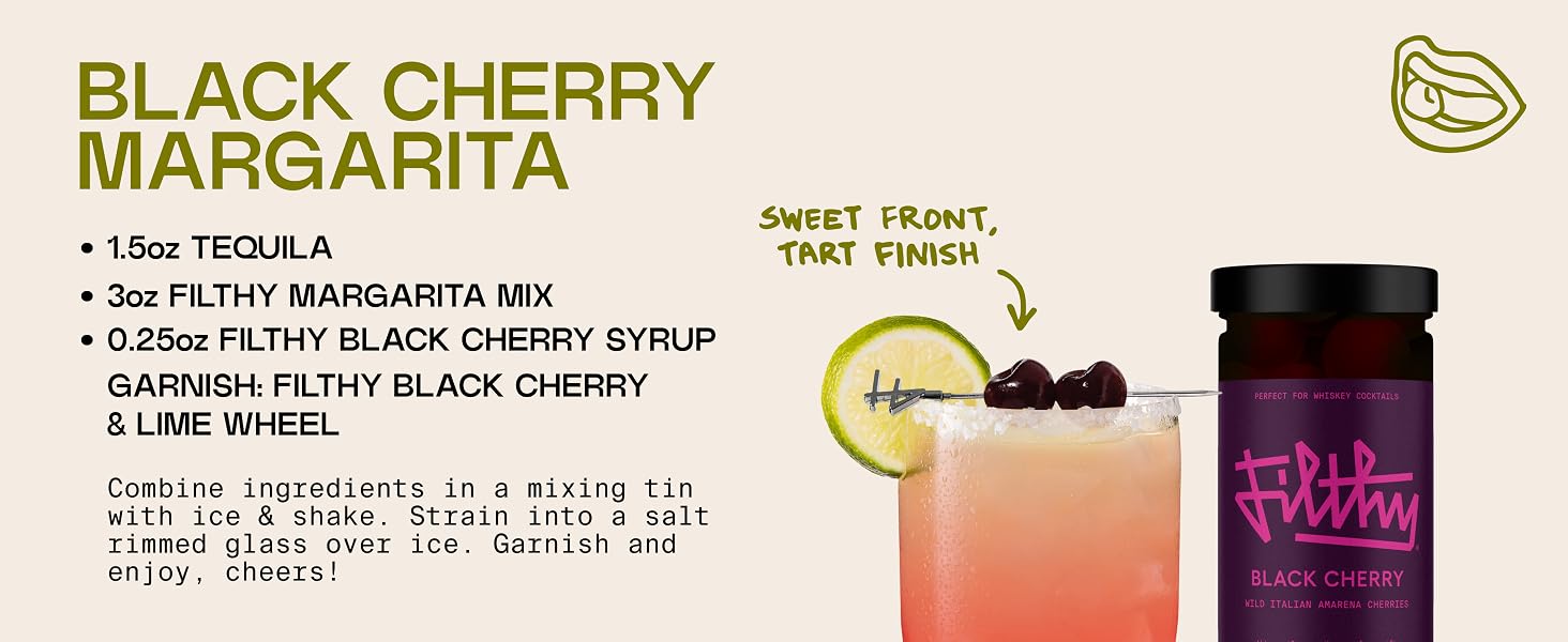 Filthy Cocktail Amarena Black Cherries 11 Oz