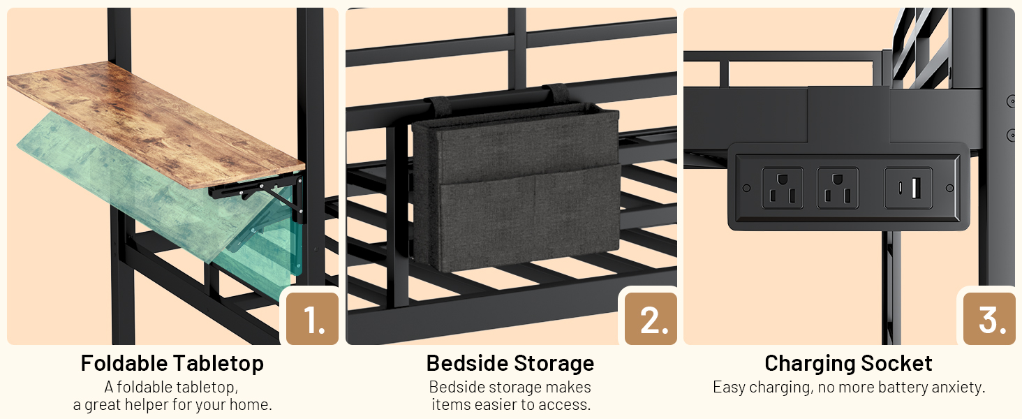 Bunk Bed with Reversible Foldable Desk