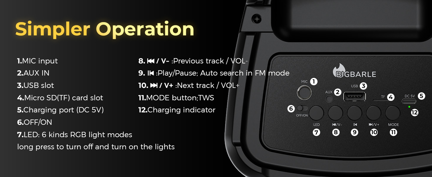Bluetooth Speaker with 2 Wireless Microphones