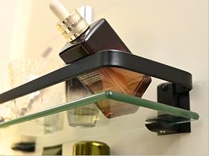 bathroom shelf with towel holder
