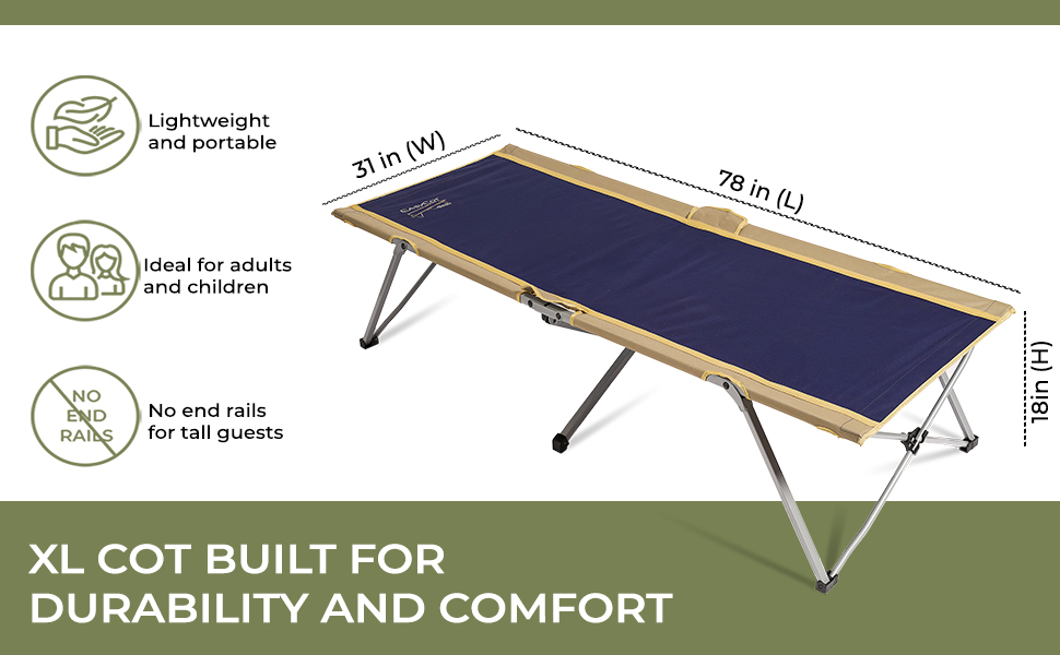 Camping cot with cot features.